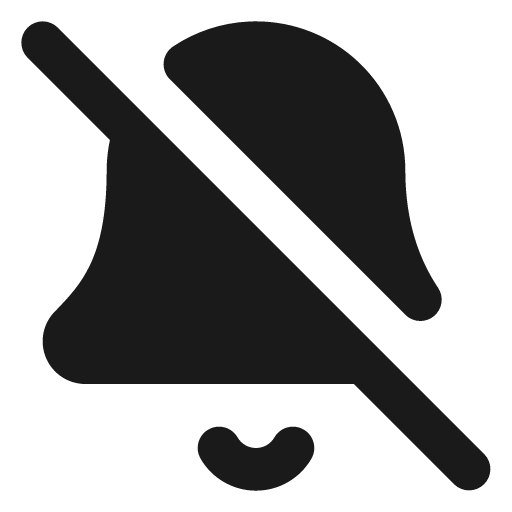 Bell off filled icon, filled style, from Lucide Extended