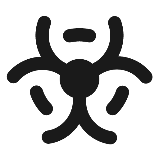 Biohazard filled icon, filled style, from Lucide Extended