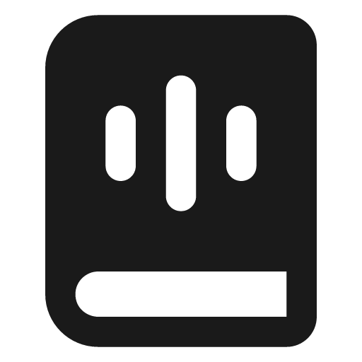 Book audio filled icon, filled style, from Lucide Extended