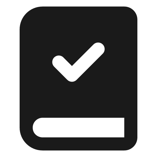 Book check filled icon, filled style, from Lucide Extended