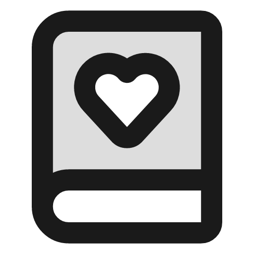 Book heart duotone icon, two-tone style, from Lucide Extended