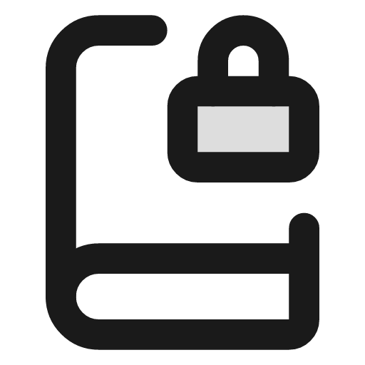 Book lock duotone icon, two-tone style, from Lucide Extended
