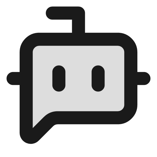 Bot message square duotone icon, two-tone style, from Lucide Extended