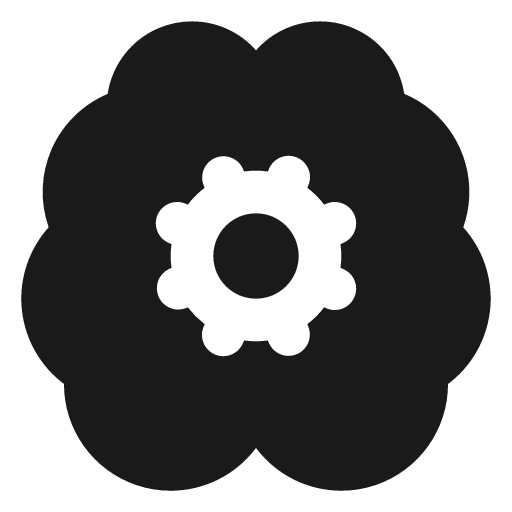 Brain cog filled icon, filled style, from Lucide Extended