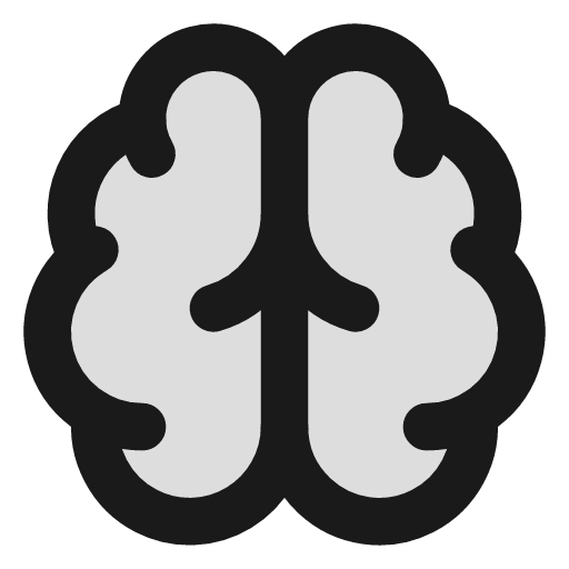 Brain duotone icon, two-tone style, from Lucide Extended