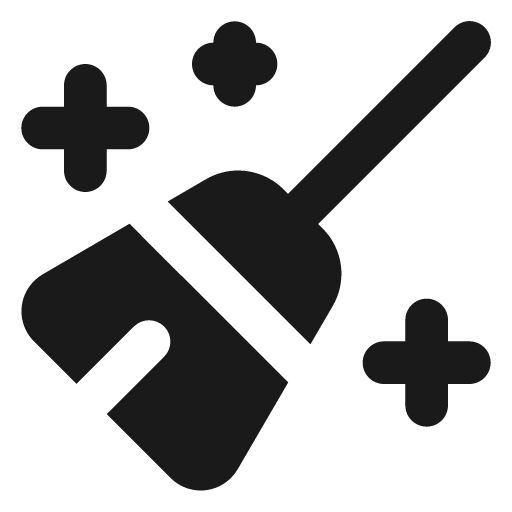 Broom sparkles filled icon, filled style, from Lucide Extended