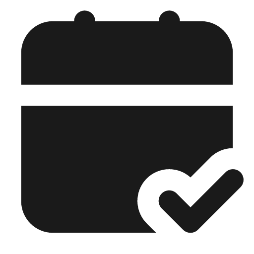 Calendar check 2 filled icon, filled style, from Lucide Extended
