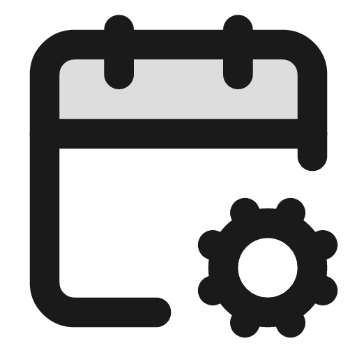Calendar cog duotone icon, two-tone style, from Lucide Extended
