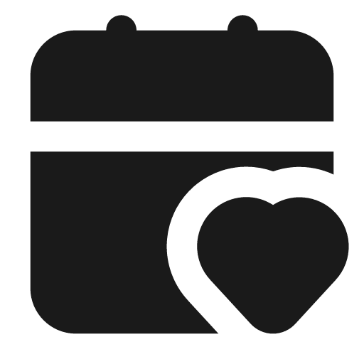 Calendar heart filled icon, filled style, from Lucide Extended