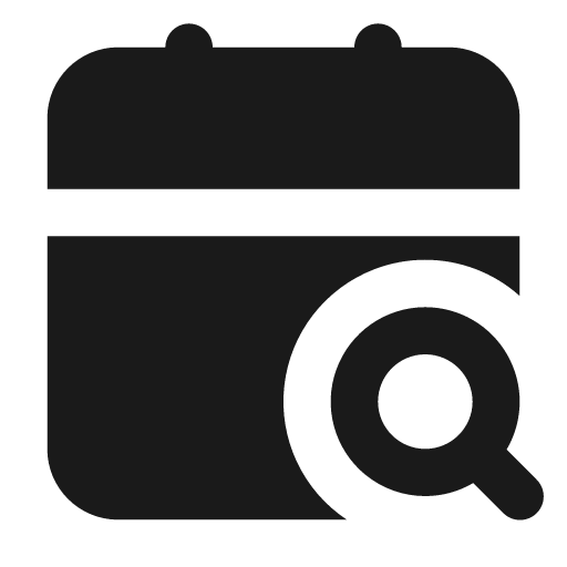 Calendar search filled icon, filled style, from Lucide Extended