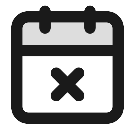 Calendar x duotone icon, two-tone style, from Lucide Extended