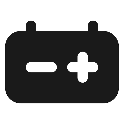 Car battery filled icon, filled style, from Lucide Extended