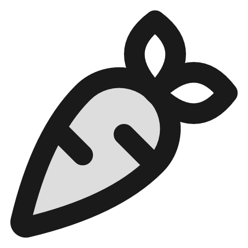 Carrot duotone icon, two-tone style, from Lucide Extended