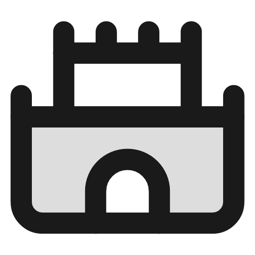 Castle duotone icon, two-tone style, from Lucide Extended