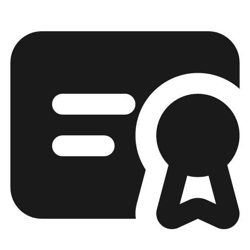 Certificate filled icon, filled style, from Lucide Extended