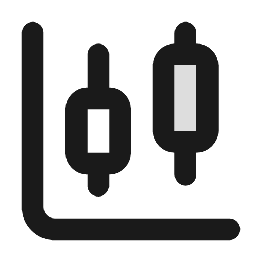 Chart candlestick duotone icon, two-tone style, from Lucide Extended