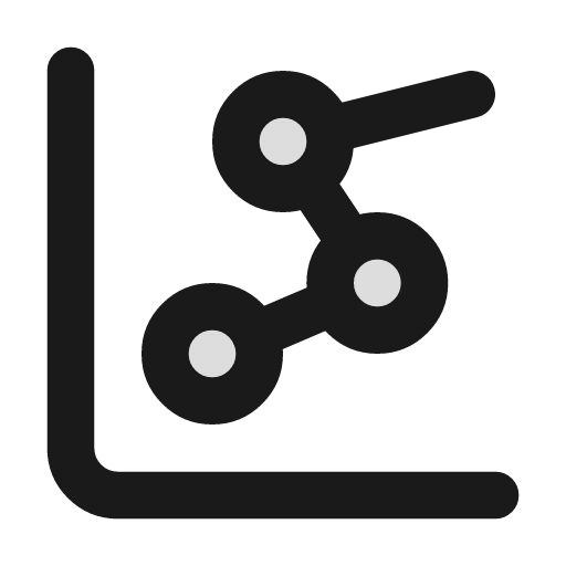 Chart network duotone icon, two-tone style, from Lucide Extended