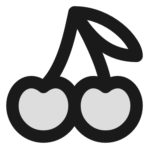 Cherry duotone icon, two-tone style, from Lucide Extended