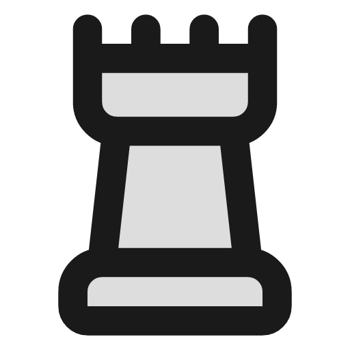 Chess rook duotone icon, two-tone style, from Lucide Extended