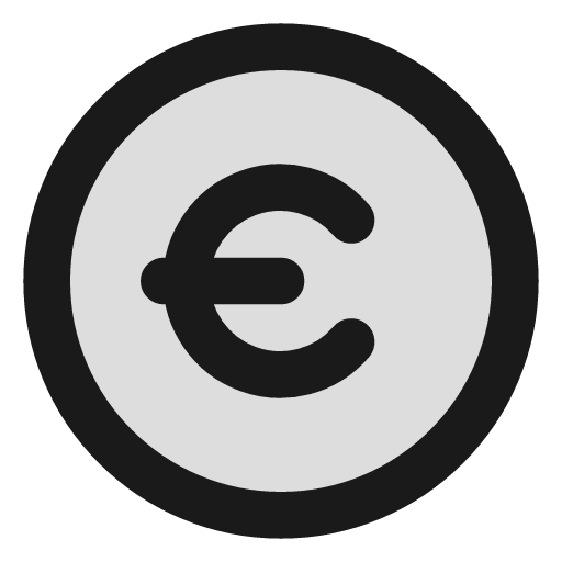 Circle euro duotone icon, two-tone style, from Lucide Extended