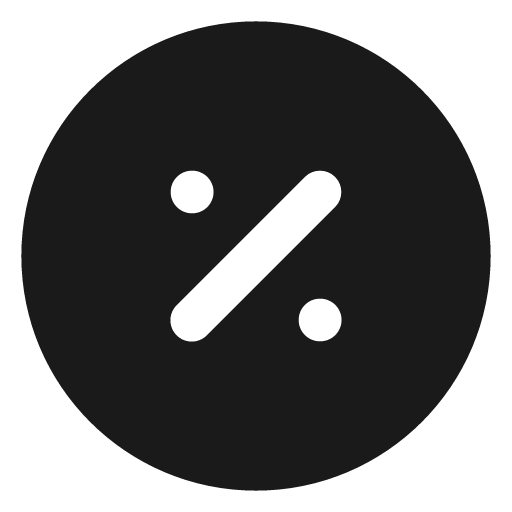 Circle percent filled icon, filled style, from Lucide Extended