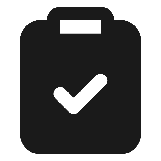 Clipboard check filled icon, filled style, from Lucide Extended