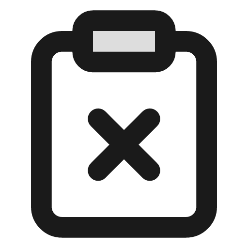 Clipboard x duotone icon, two-tone style, from Lucide Extended