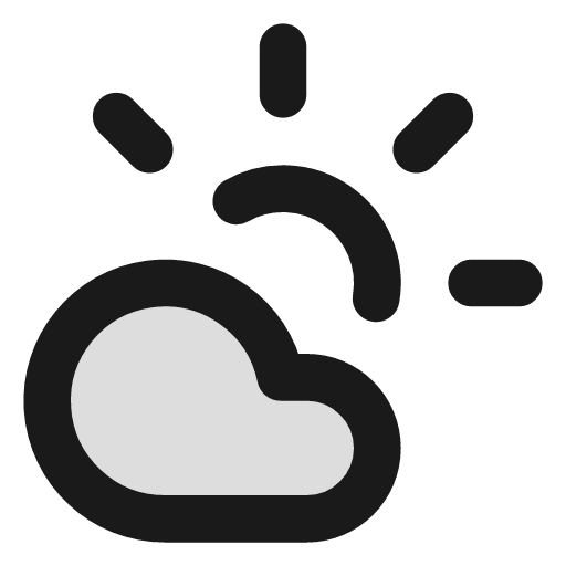 Cloud sun duotone icon, two-tone style, from Lucide Extended