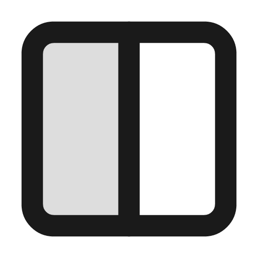 Columns 2 duotone icon, two-tone style, from Lucide Extended