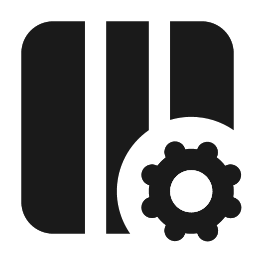 Columns 3 cog filled icon, filled style, from Lucide Extended