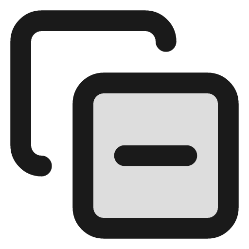 Copy minus duotone icon, two-tone style, from Lucide Extended