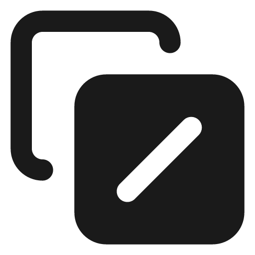 Copy slash filled icon, filled style, from Lucide Extended