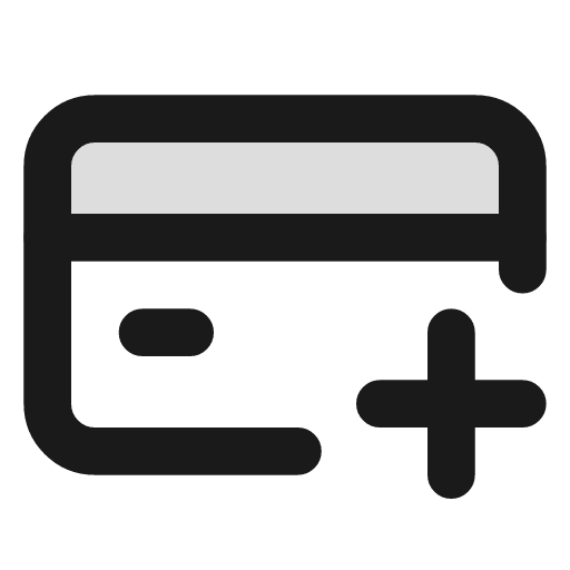 Credit card plus duotone icon, two-tone style, from Lucide Extended