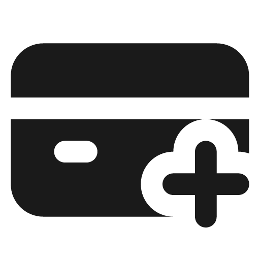 Credit card plus filled icon, filled style, from Lucide Extended