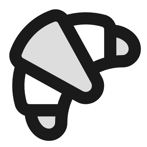 Croissant duotone icon, two-tone style, from Lucide Extended