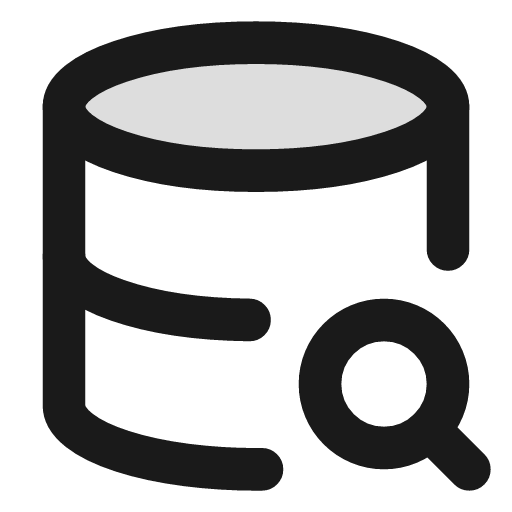 Database search duotone icon, two-tone style, from Lucide Extended
