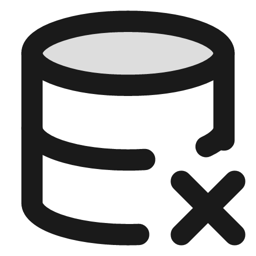 Database x duotone icon, two-tone style, from Lucide Extended