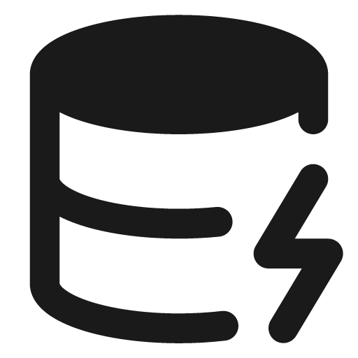 Database zap filled icon, filled style, from Lucide Extended