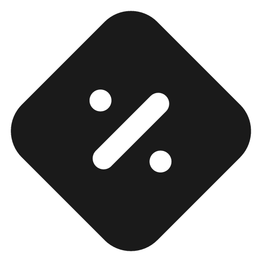 Diamond percent filled icon, filled style, from Lucide Extended