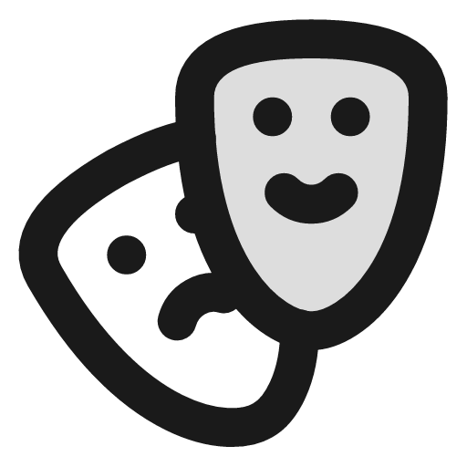 Drama duotone icon, two-tone style, from Lucide Extended