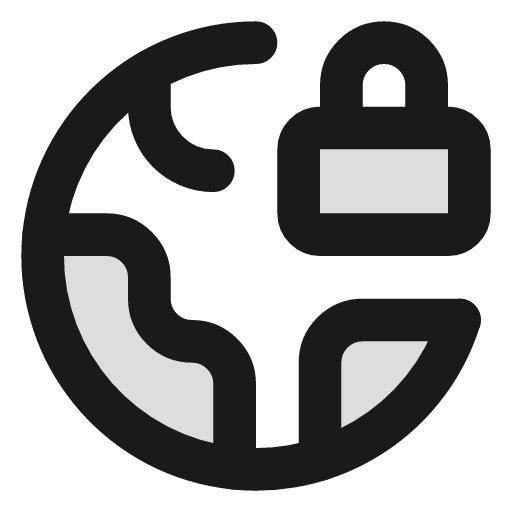 Earth lock duotone icon, two-tone style, from Lucide Extended