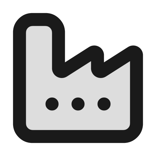 Factory duotone icon, two-tone style, from Lucide Extended