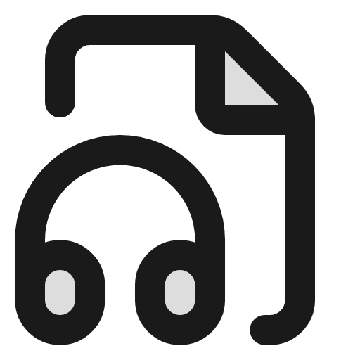 File headphone duotone icon, two-tone style, from Lucide Extended