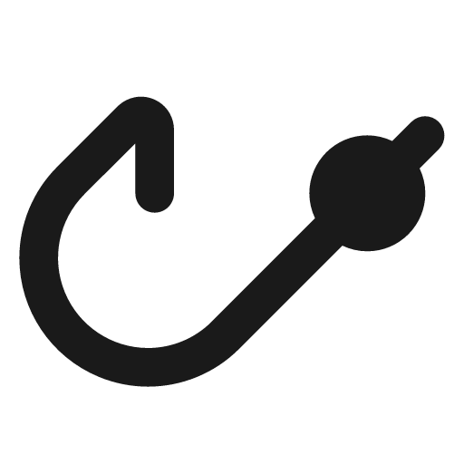 Fishing hook filled icon, filled style, from Lucide Extended