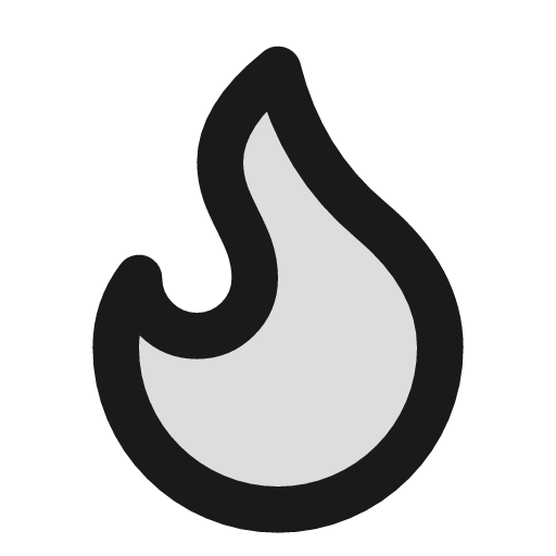 Flame duotone icon, two-tone style, from Lucide Extended
