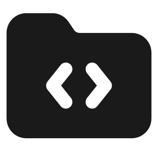 Folder code filled icon, filled style, from Lucide Extended