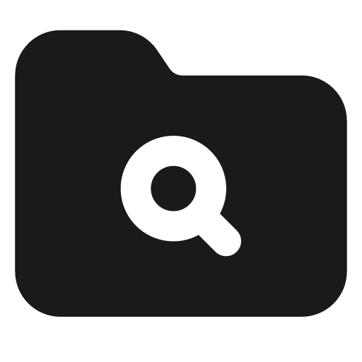Folder search 2 filled icon, filled style, from Lucide Extended