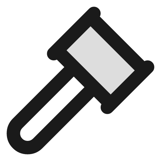 Gavel duotone icon, two-tone style, from Lucide Extended