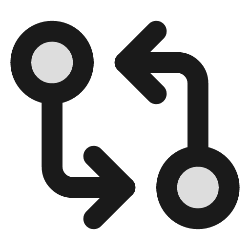 Git compare arrows duotone icon, two-tone style, from Lucide Extended