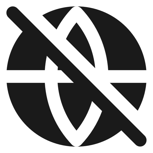 Globe off filled icon, filled style, from Lucide Extended